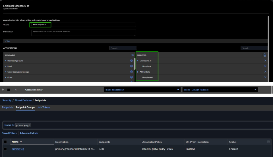 Uso de Infoblox Threat Defense para controlar el acceso a la IA Uso de Infoblox Threat Defense para controlar el acceso a la IA